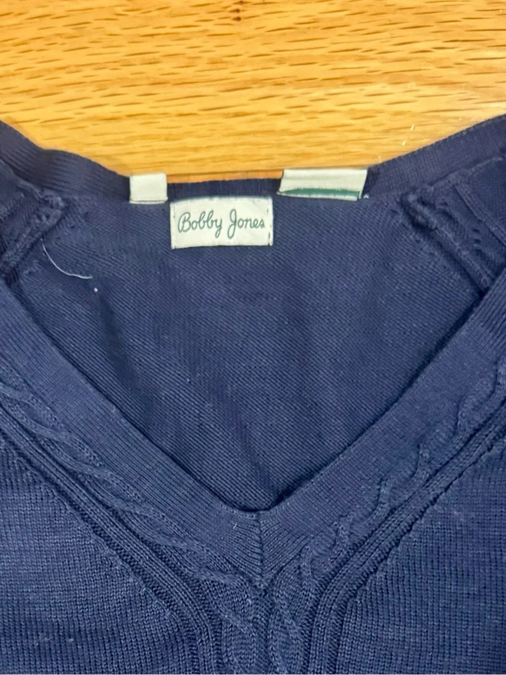 Bobby Jones Golf Navy V-Neck Cable Knit Sweater - Men